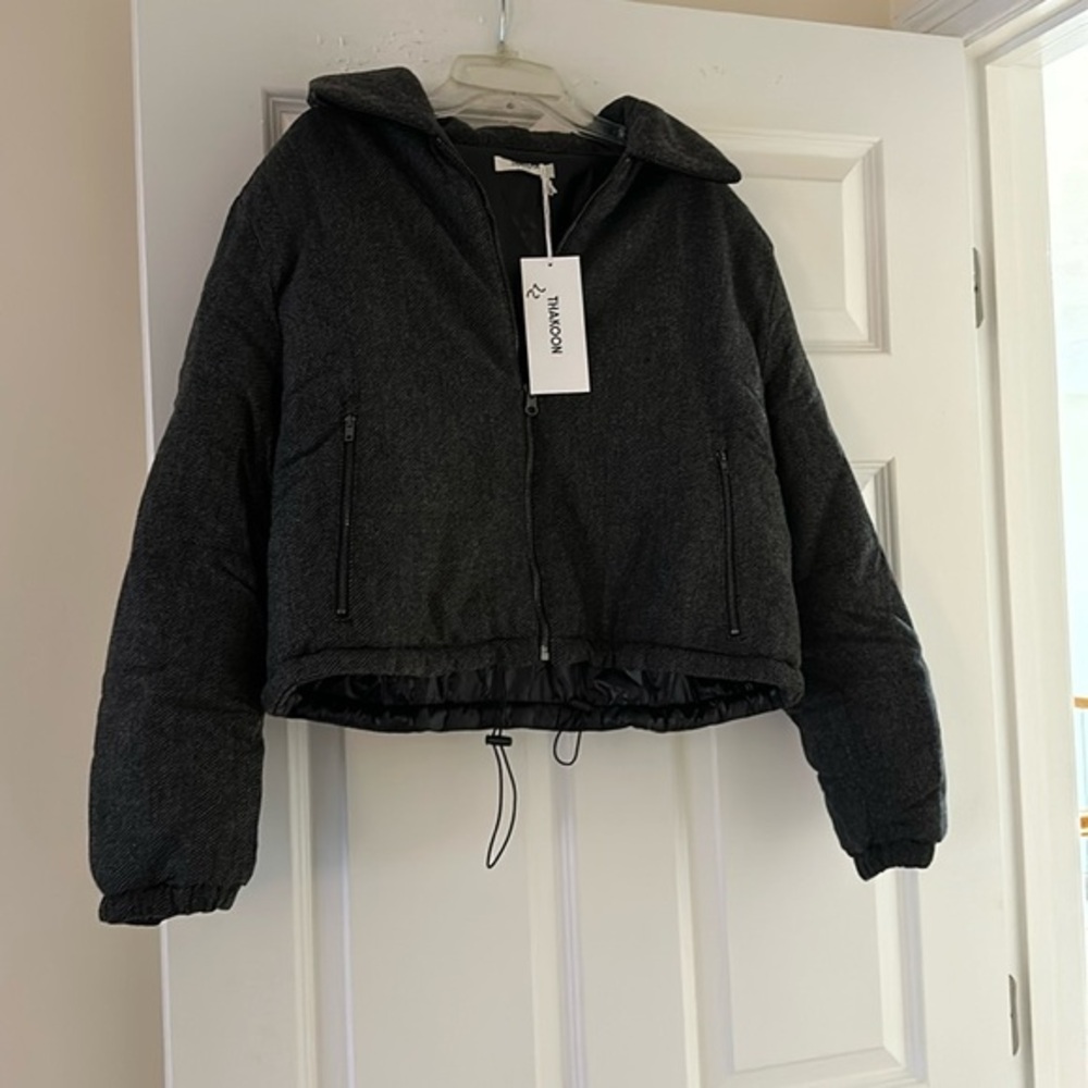 THAKOON Lightweight & Warm Reversible Herringbone/Puffer Bomber Jacket (S,L) NWT